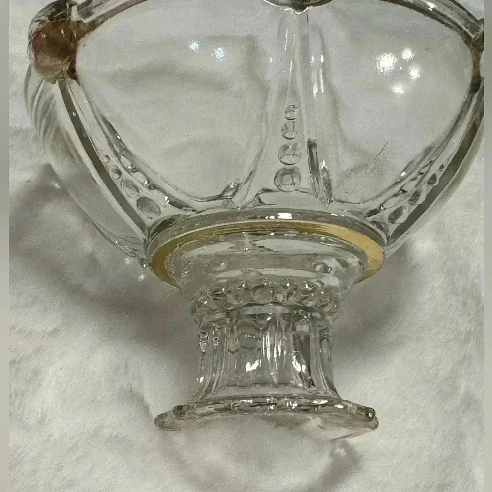 MCM Gold Trim Candleholder Candlestick Glass Beaded - Picture 9 of 9